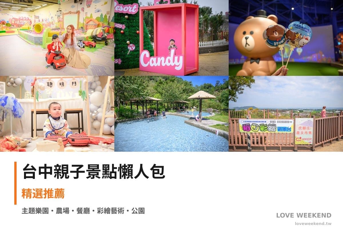 台中親子景點懶人包封面｜【台中親子景點懶人包】精選20+個親子放電景點：米平方貝兒絲樂園、美樂地親子農場、麗寶樂園熊大主題