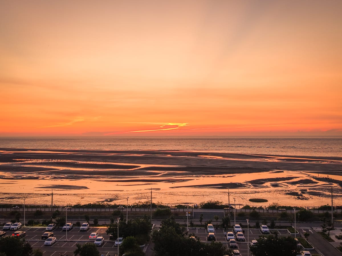 台中大安港媽祖文化園區 大安海岸潮間帶夕陽